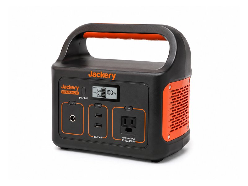 Jackery Explorer 300 portable power station — ultra-compact with orange accents