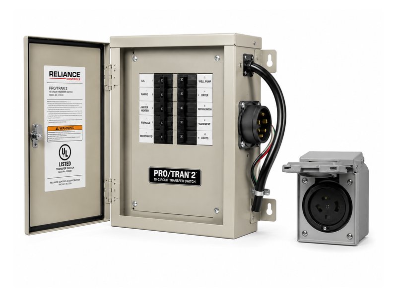 Reliance Controls PRO/TRAN 2 10-circuit transfer switch kit with power inlet box