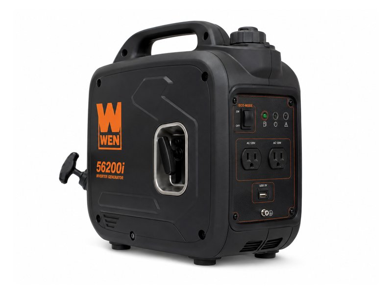 WEN 56200i inverter generator — ultra-compact black body with orange logo